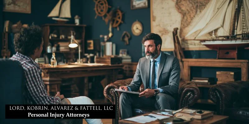 Boat accident lawyer: secure your rights and maximize your recovery 2 Boat accident lawyer consulting with an injured client in a nautical-themed office filled with legal documents