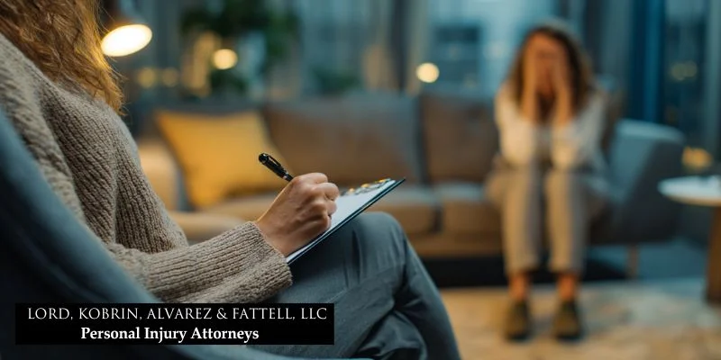 Can i sue for emotional distress after a car accident? 3 Therapist providing counseling to accident victim coping with emotional trauma after a collision.