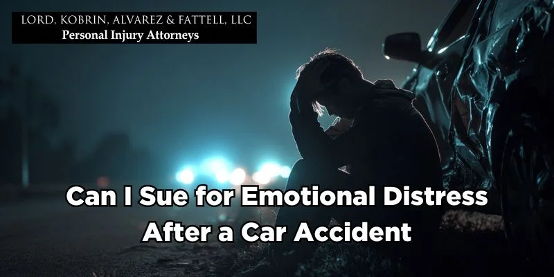 Can i sue for emotional distress after a car accident? 1 Can i sue for emotional distress after a car accident - driver holding head in hands on roadside, showing emotional distress after a serious car accident