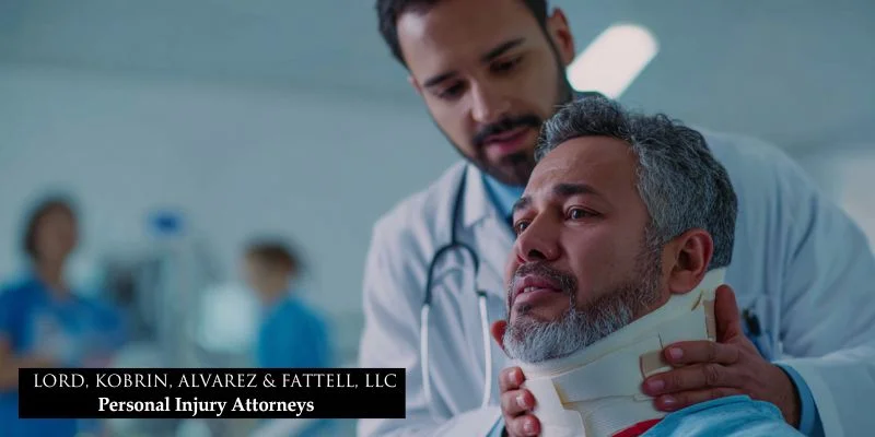 Doctor examines rideshare passenger’s neck injury after accident for medical records.