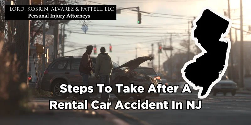 Steps To Take After A Rental Car Accident In NJ - Drivers exchange contact and insurance information after minor rental car accident in NJ on a calm city street.