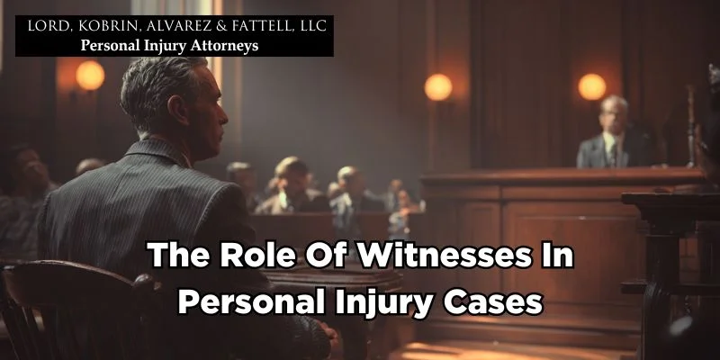 Eyewitness on the stand speaking to a lawyer as judge and jury listen during a personal injury case.